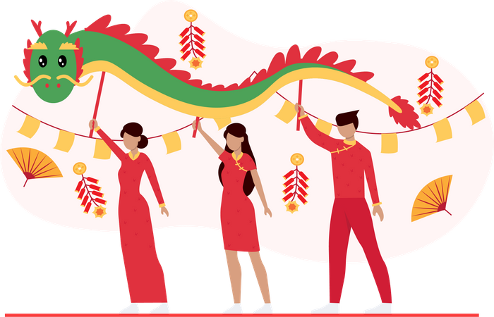 Free Chinese new year traditional celebration  Illustration