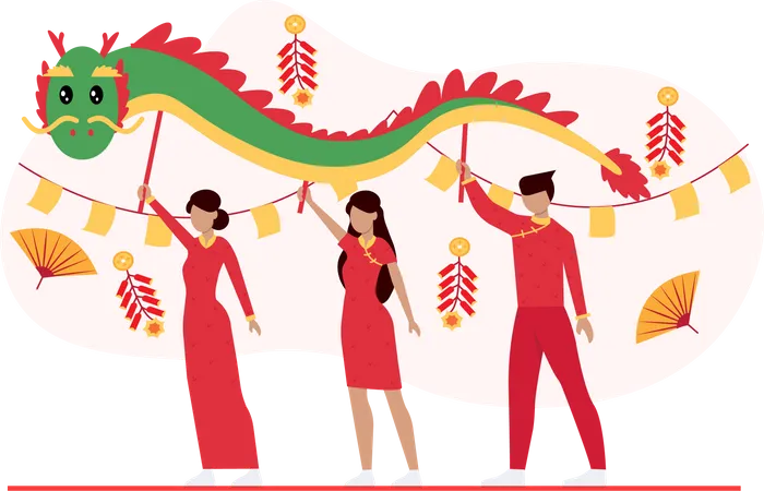 Free Chinese new year traditional celebration  Illustration