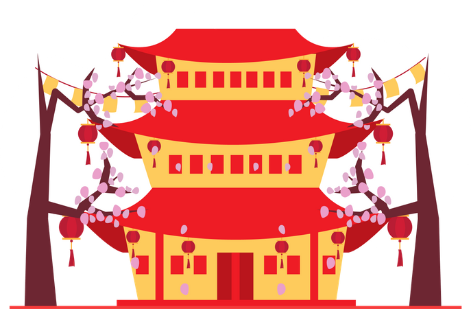 Free Chinese traditional house  Illustration