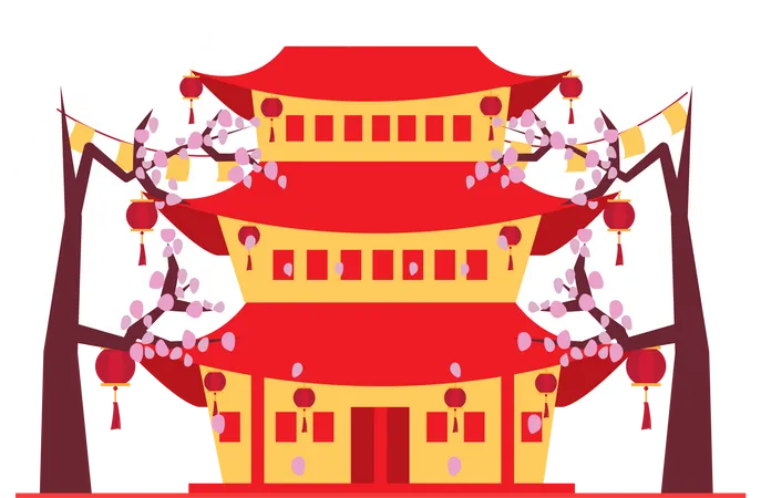 Free Chinese traditional house  Illustration