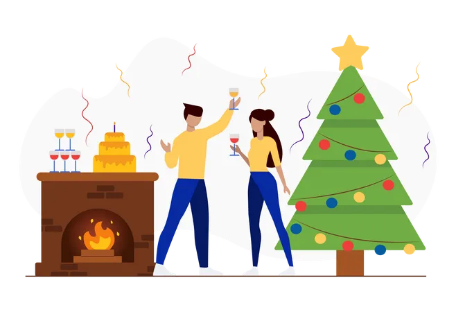 Free Christmas dinner party  Illustration