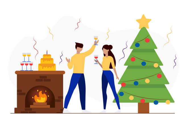 Free Christmas dinner party  Illustration