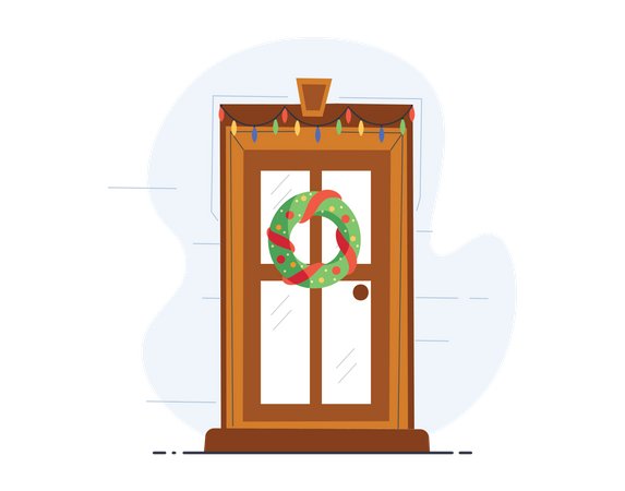 Free Christmas door  일러스트레이션