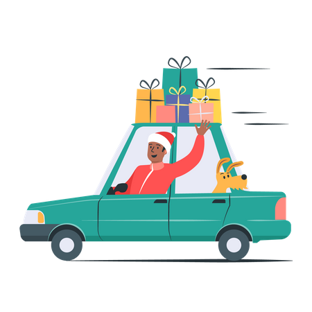 Free Christmas gift distribution by man  Illustration