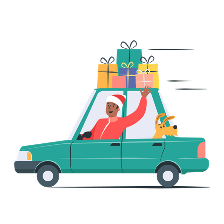 Free Christmas gift distribution by man  Illustration