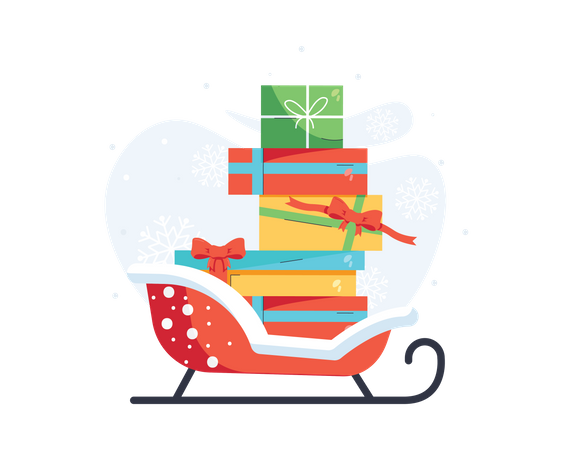 Free Christmas gifts on the sledge  Illustration