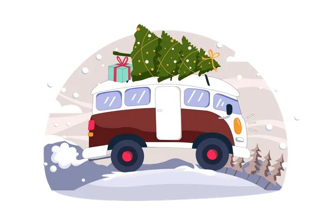 Free Christmas Tree Delivery  Illustration