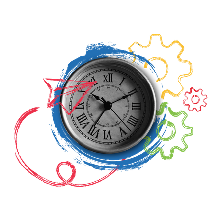 Free Concepto de gestión del tiempo con imagen de reloj antiguo  Ilustración
