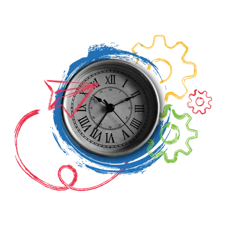 Free Concepto de gestión del tiempo con imagen de reloj antiguo  Ilustración