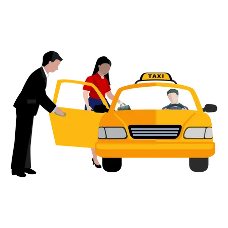 Free Establecer Iconos De Servicio De Taxi Ilustración