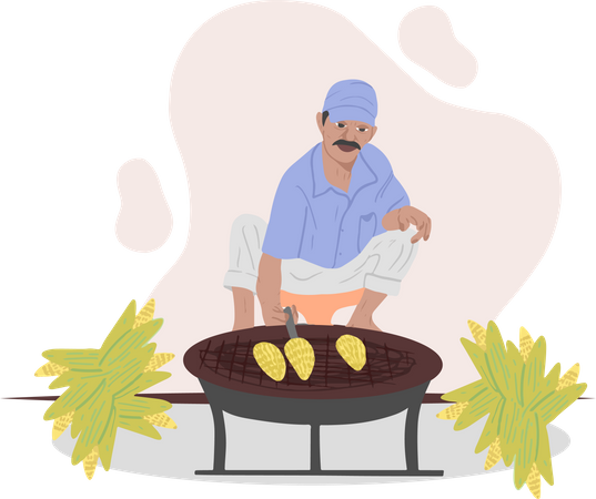 Free Corn Seller  Illustration