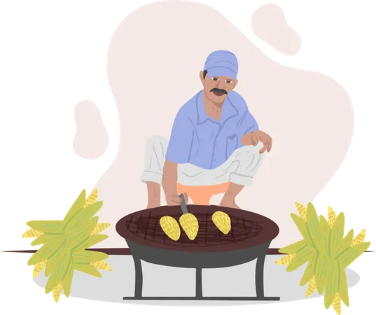 Free Corn Seller  Illustration