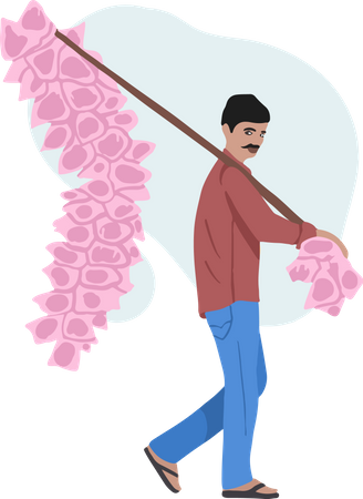 Free Cotton Candy Seller  Illustration