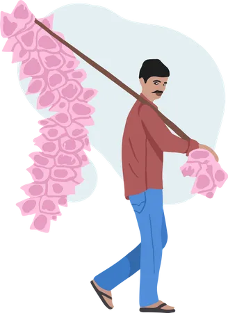 Free Cotton Candy Seller  Illustration