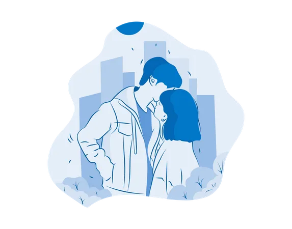 Free Couple s'embrassant  Illustration