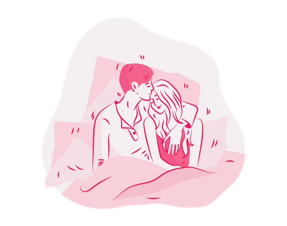 Free Couple Cuddling  Illustration