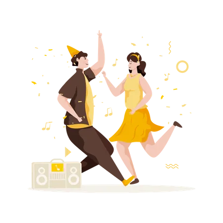 Free Couple dance party Illustration