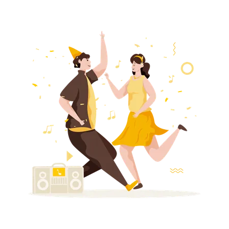 Free Couple dance party  Illustration