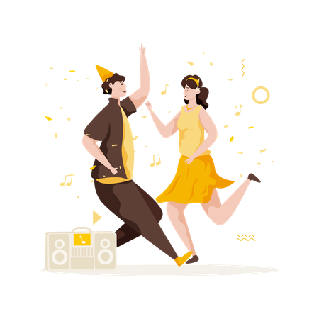 Free Couple dance party  Illustration