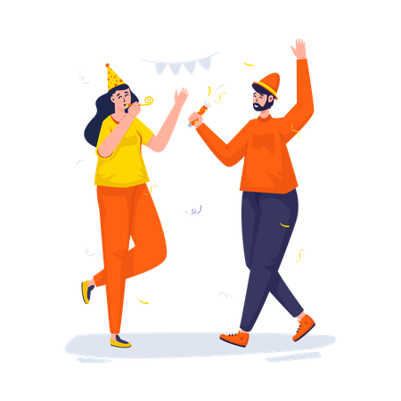 Free Couple dancing celebrates new year party  Illustration