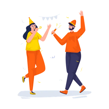 Free Couple dancing celebrates new year party  Illustration