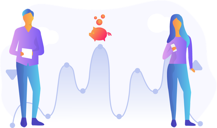 Free Couple discussing about pick of income for savings  イラスト