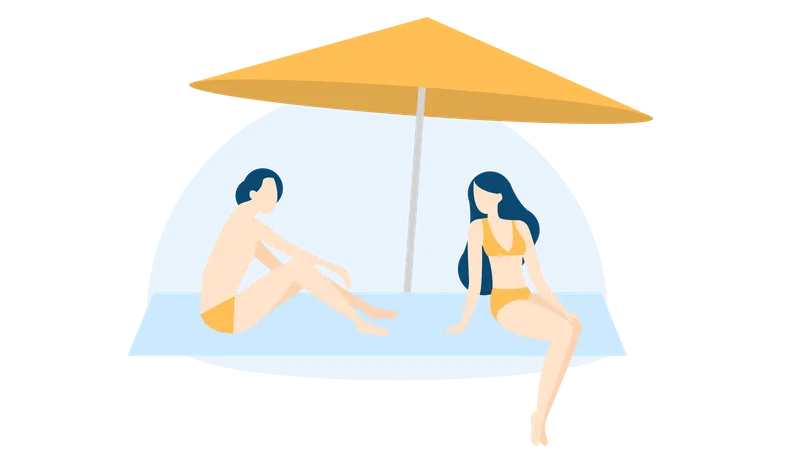 Free Couple enjoying in beach Illustration