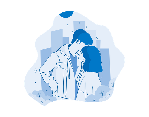 Free Couple kissing Illustration