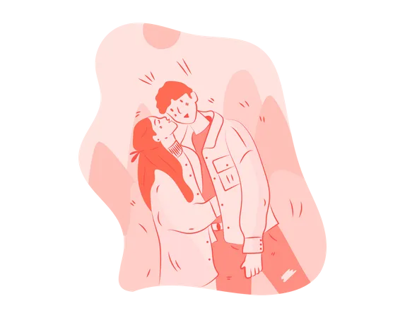 Free Couple kissing on Cheeks  Illustration