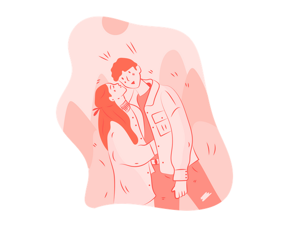 Free Couple kissing on Cheeks  Illustration