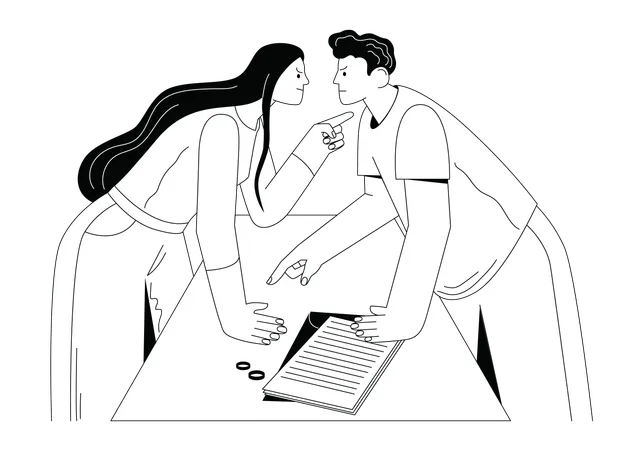 Free Un couple se dispute dans une chambre  Illustration