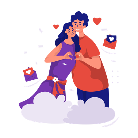 Free Couple with a love hand sign  Illustration