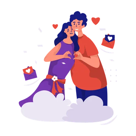 Free Couple with a love hand sign  Illustration