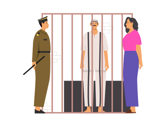 Free Criminal talking to family along with police  Illustration