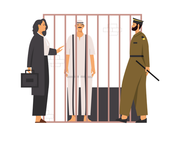 Free Criminal talking to lawyer about bail along with police  일러스트레이션