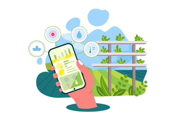 Free Crop monitoring via mobile device  Illustration