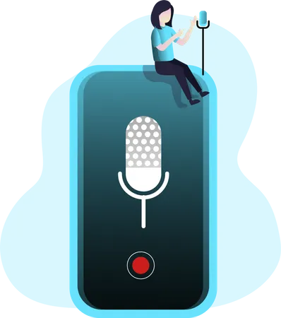 Free Lady podcasting avec micro pour smartphone  Illustration