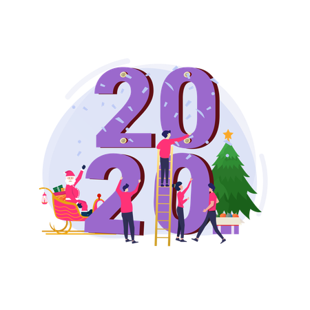 Free Decora il numero 2020 per festeggiare il Natale e il nuovo anno 2020  Illustration