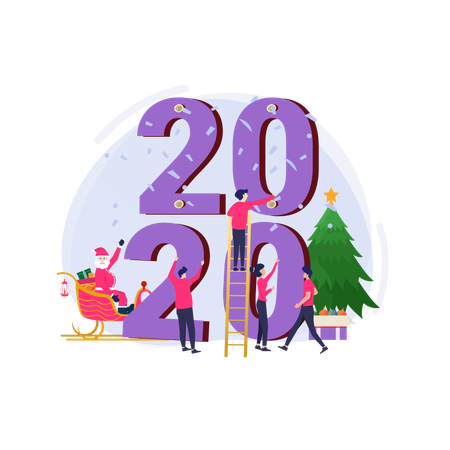 Free Decorate the 2020 number to celebrate Christmas and the new year 2020  Illustration