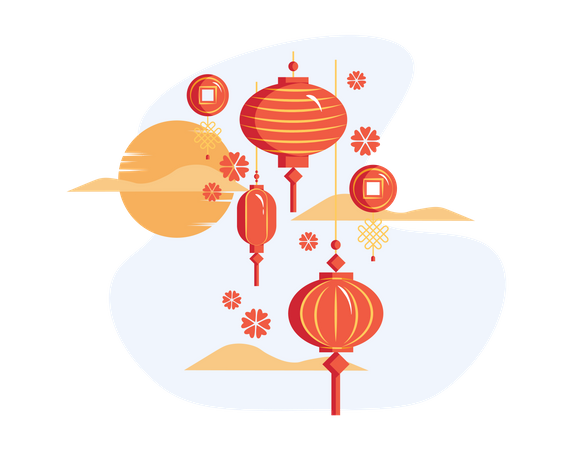 Free Decorative Chinese Lantern  일러스트레이션