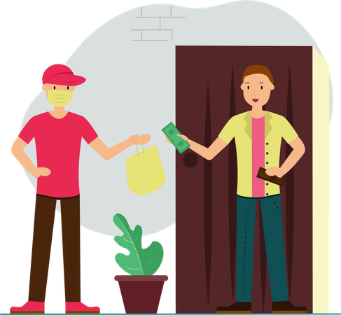 Free Delivery boy delivered Groceries And Medicines to home with precaution  Illustration