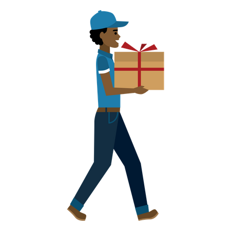 Free Delivery person going to deliver gift Illustration