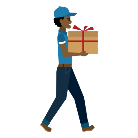 Free Delivery person going to deliver gift  Illustration