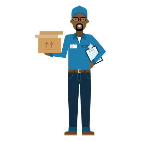 Free Delivery person holding boxes Illustration