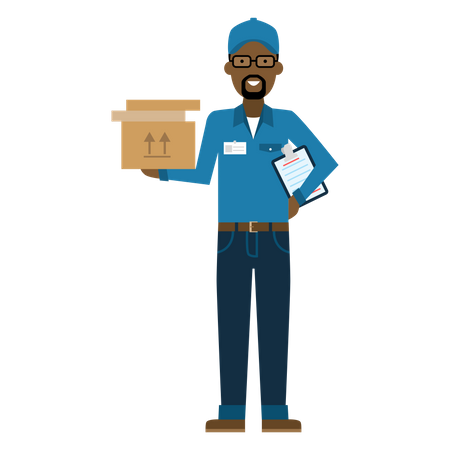 Free Delivery person holding boxes  Illustration