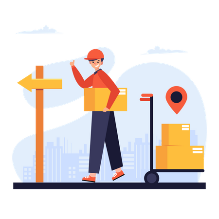 Free Delivery person holding package  Illustration