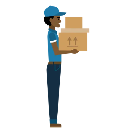 Free Delivery person holding packages Illustration