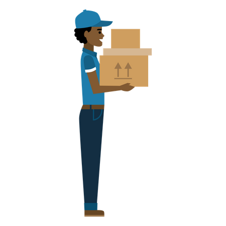 Free Delivery person holding packages  Illustration