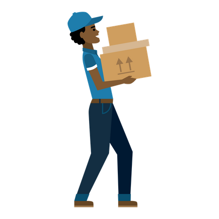 Free Deliveryman walking with box  Illustration