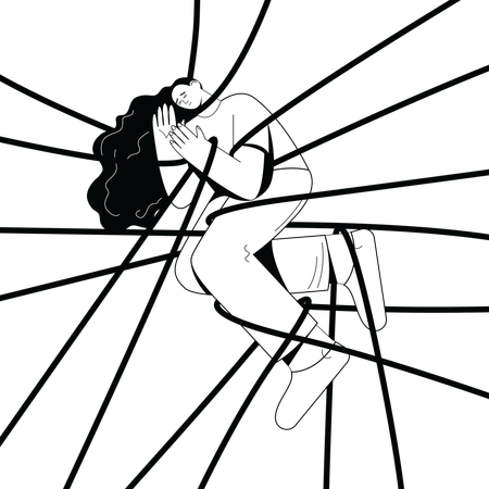 Free 鎖につながれた憂鬱な女性  イラスト